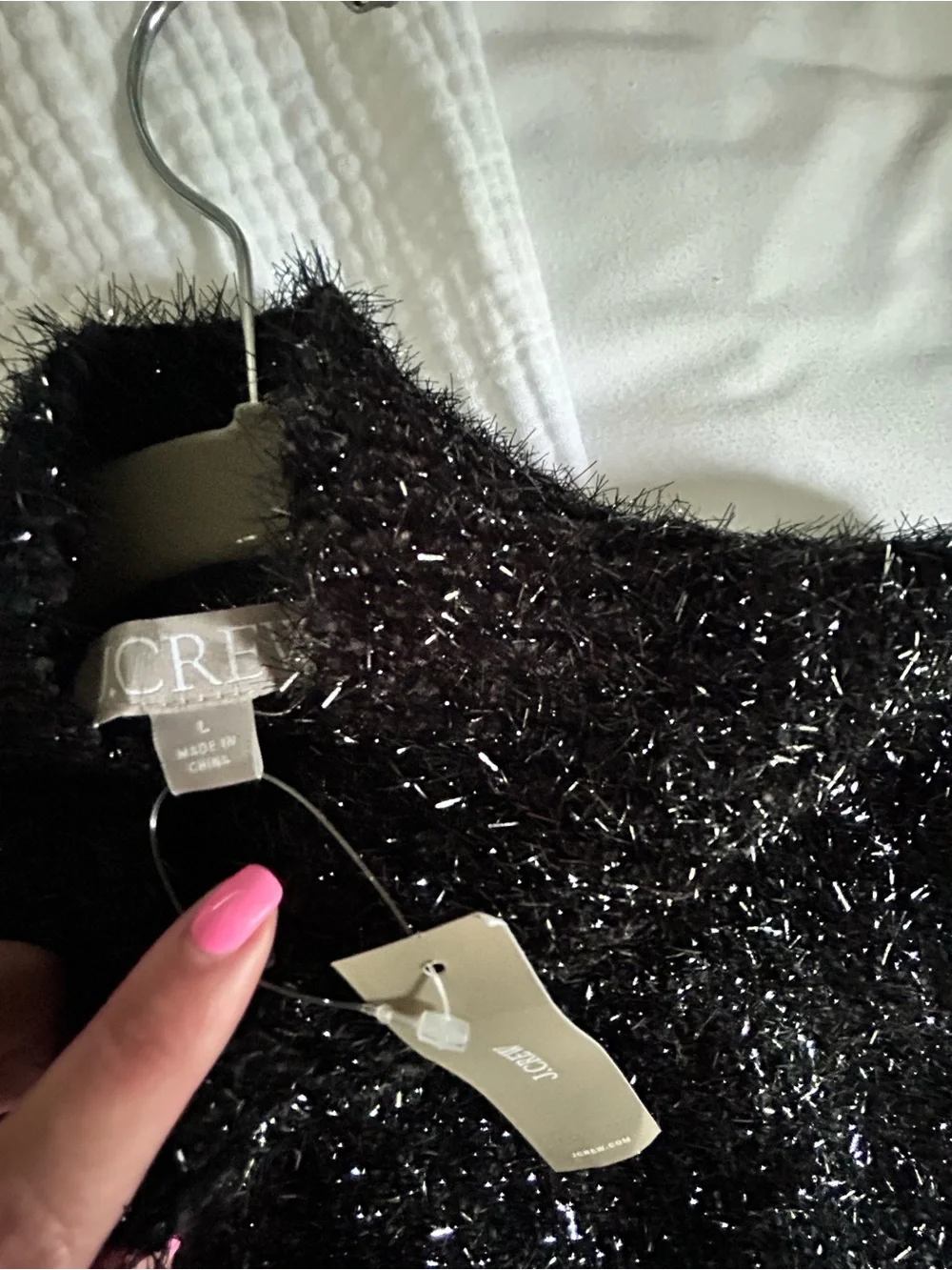 J Crew Sleeveless Turtleneck Sleeveless Shaggy Knit Top - Black & Silver